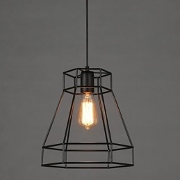 Lustre de ferro forjado com diamante de linha geométrica, luz pendente moderna e contemporânea