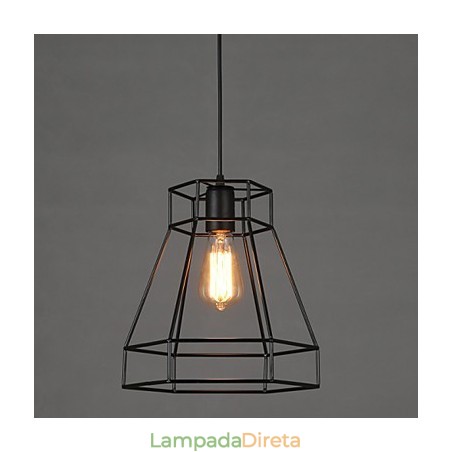 Lustre de ferro forjado com diamante de linha geométrica, luz pendente moderna e contemporânea Lustre de ferro forjado com diamante de linha geométrica, luz pendente moderna e contemporânea