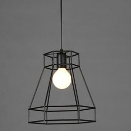 Lustre de ferro forjado com diamante de linha geométrica, luz pendente moderna e contemporânea