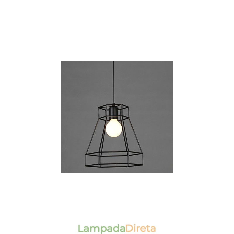 Lustre de ferro forjado com diamante de linha geométrica, luz pendente moderna e contemporânea