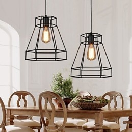 Lustre de ferro forjado com diamante de linha geométrica, luz pendente moderna e contemporânea