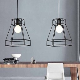 Lustre de ferro forjado com diamante de linha geométrica, luz pendente moderna e contemporânea