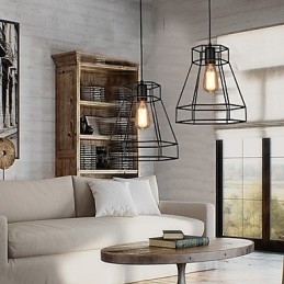 Lustre de ferro forjado com diamante de linha geométrica, luz pendente moderna e contemporânea
