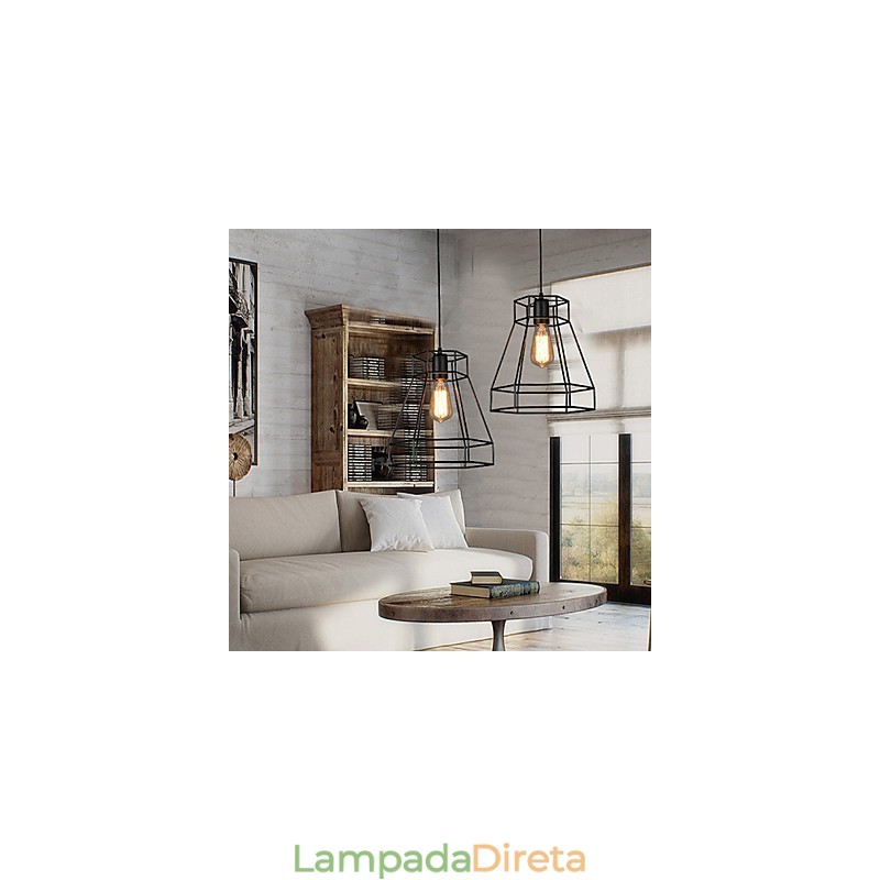 Lustre de ferro forjado com diamante de linha geométrica, luz pendente moderna e contemporânea