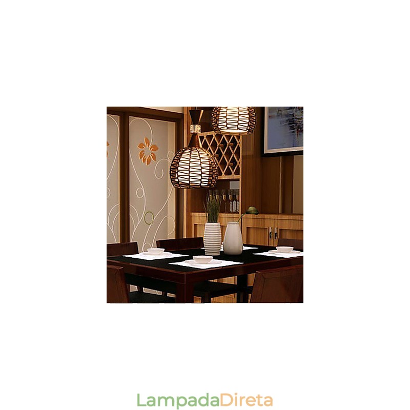Lâmpada de luz suspensa contratada clássica de tecelagem de arte rural Cany