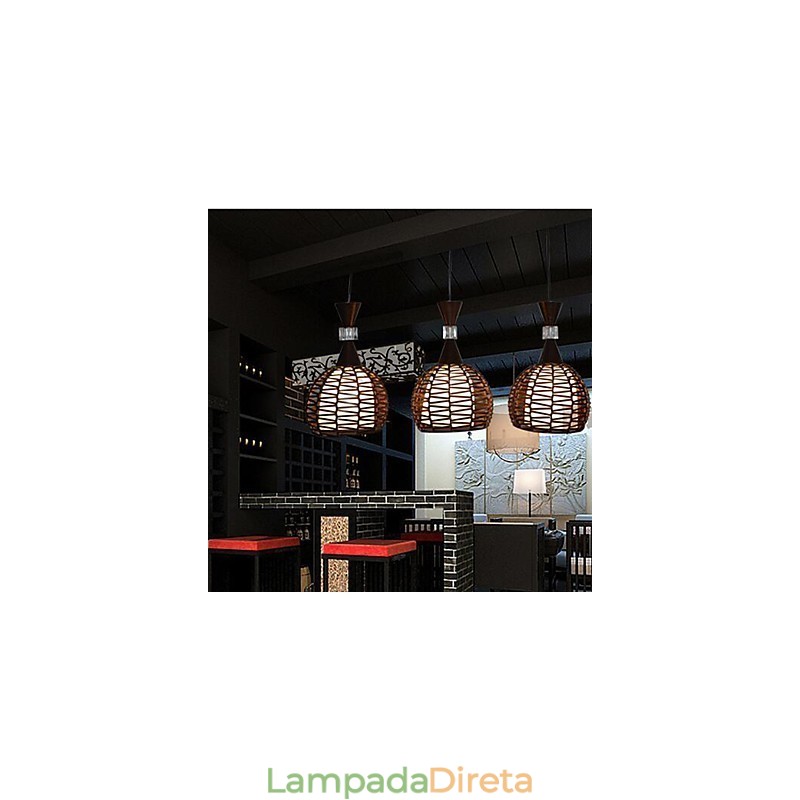 Lâmpada de luz suspensa contratada clássica de tecelagem de arte rural Cany