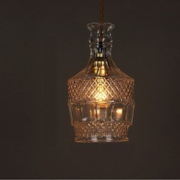 Lustre de vidro artístico esculpido criativo com garrafa romântica, luz pendente