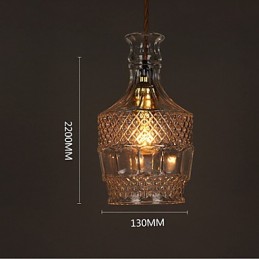Lustre de vidro artístico esculpido criativo com garrafa romântica, luz pendente