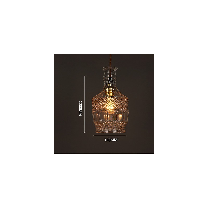 Lustre de vidro artístico esculpido criativo com garrafa romântica, luz pendente