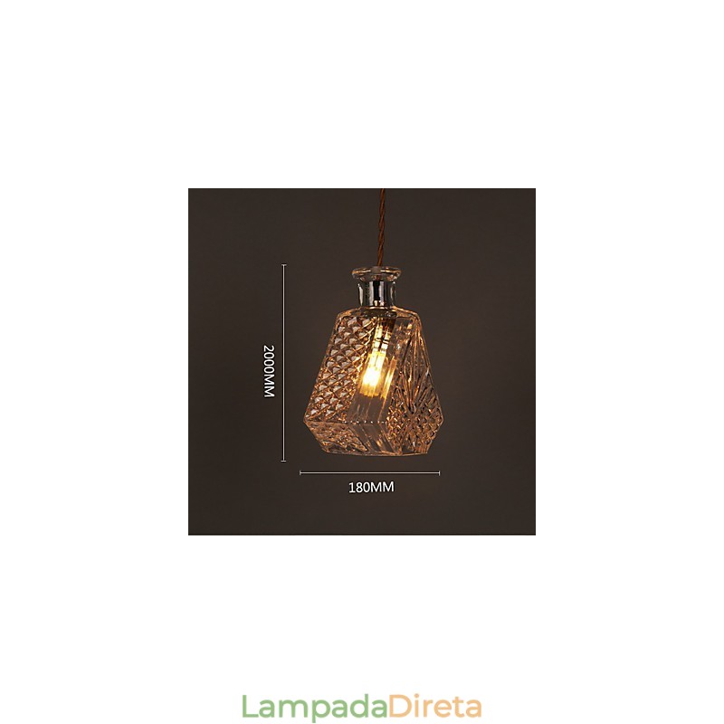 Lustre de vidro artístico esculpido criativo com garrafa romântica, luz pendente