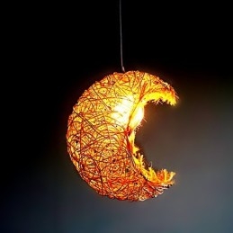 Lâmpada de teto suspensa de cabeça única moderna Rural Cany Art Woven Rattan