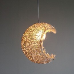 Lâmpada de teto suspensa de cabeça única moderna Rural Cany Art Woven Rattan