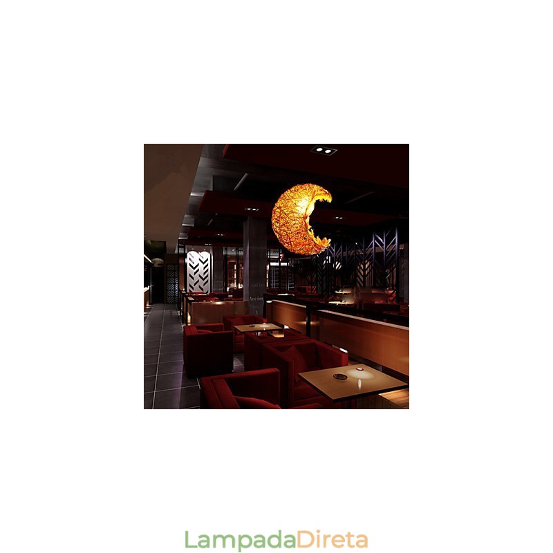 Lâmpada de teto suspensa de cabeça única moderna Rural Cany Art Woven Rattan