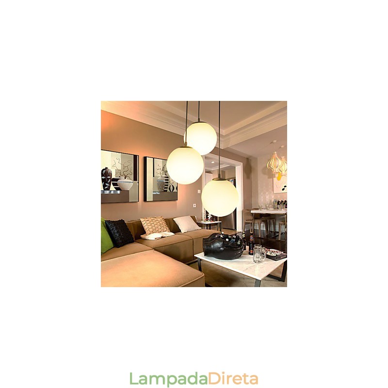 Lustre de bola de vidro, luz esférica, simples, cabeça única, lâmpada de iluminação
