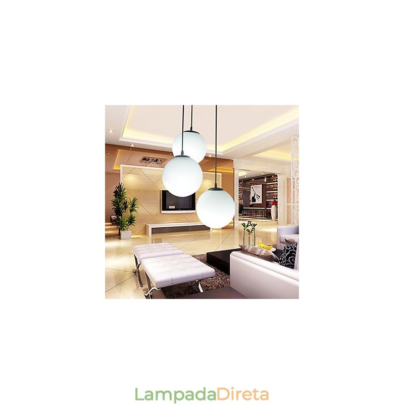 Lustre de bola de vidro, luz esférica, simples, cabeça única, lâmpada de iluminação