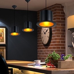 Luminária pendente de metal com pintura retrô para garagem