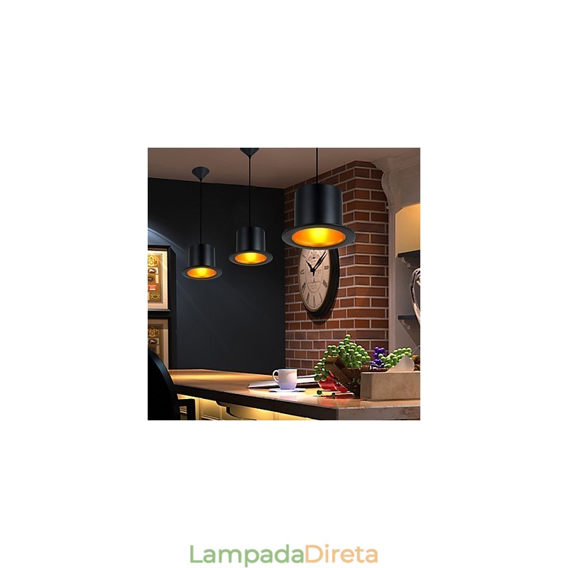 Luminária pendente de metal com pintura retrô para garagem