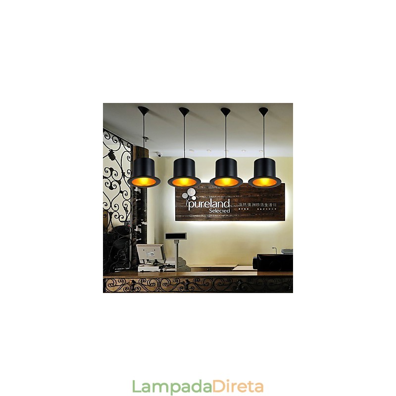 Luminária pendente de metal com pintura retrô para garagem