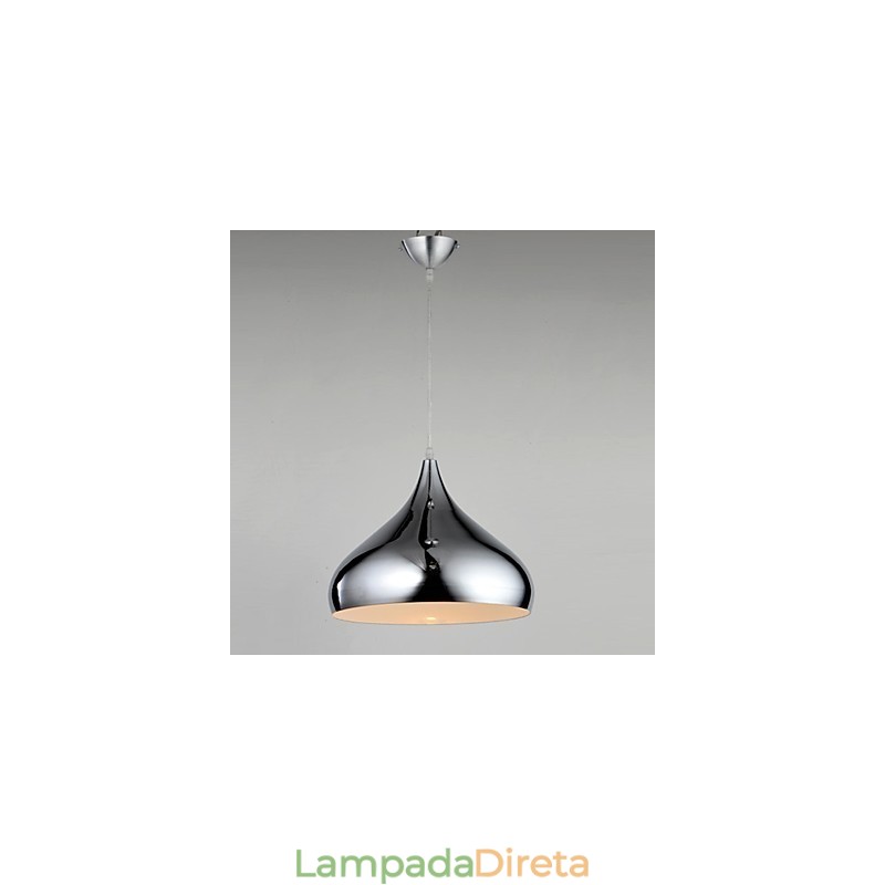 Luminária pendente moderna e contemporânea em metal cromado estilo mini