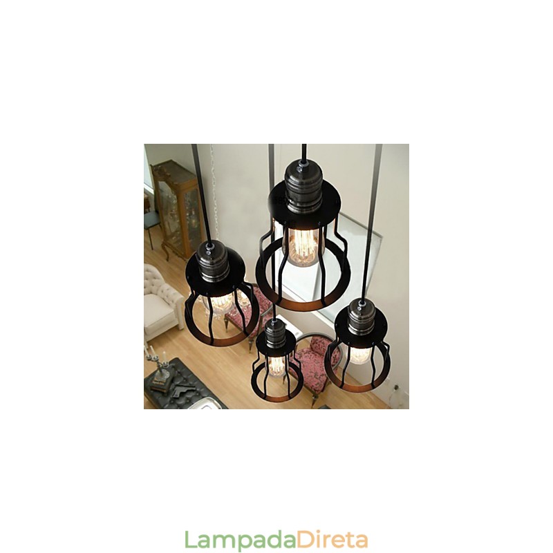 Luminária pendente estilo vintage clássico tradicional mini com pintura