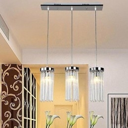 Luminária pendente moderna contemporânea de cristal cromado em metal