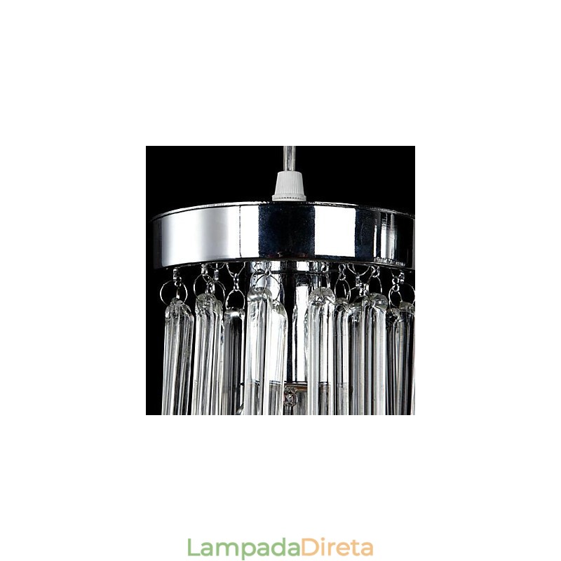 Luminária pendente moderna contemporânea de cristal cromado em metal