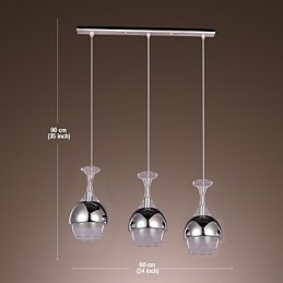 Pendente Criativo de 3 Luzes em Estilo Francês em Forma de Taça