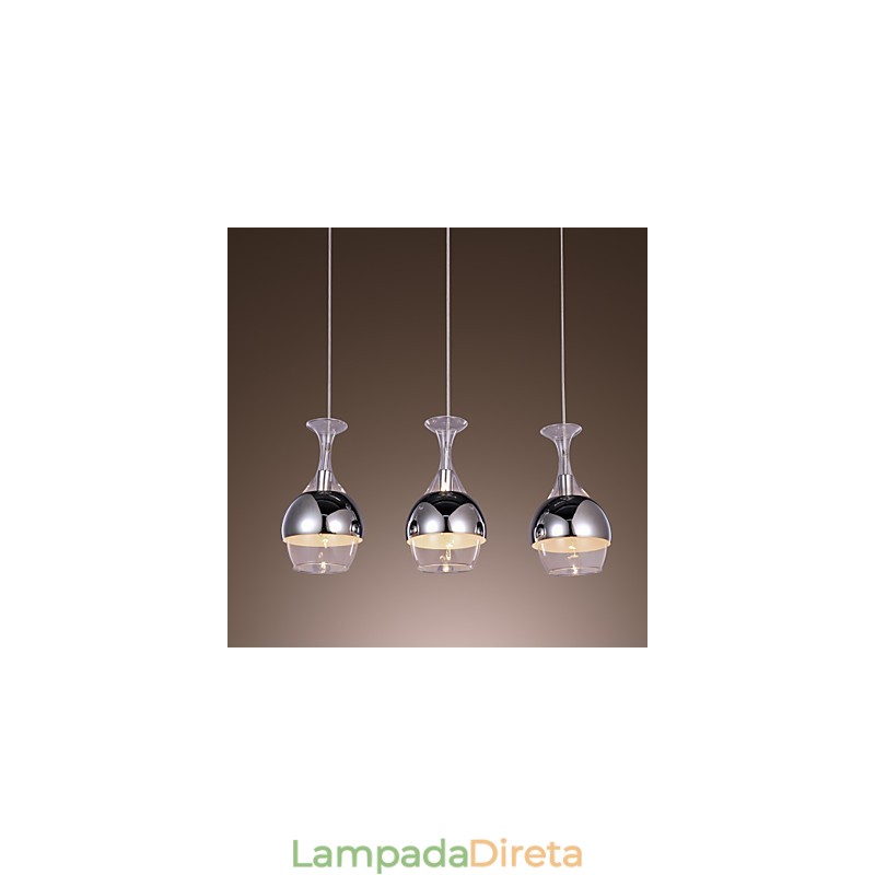 Pendente moderno criativo de 3 luzes em forma de taça