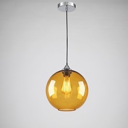 Luminária pendente de vidro moderna com design de bolha âmbar redonda e cúpula de vidro