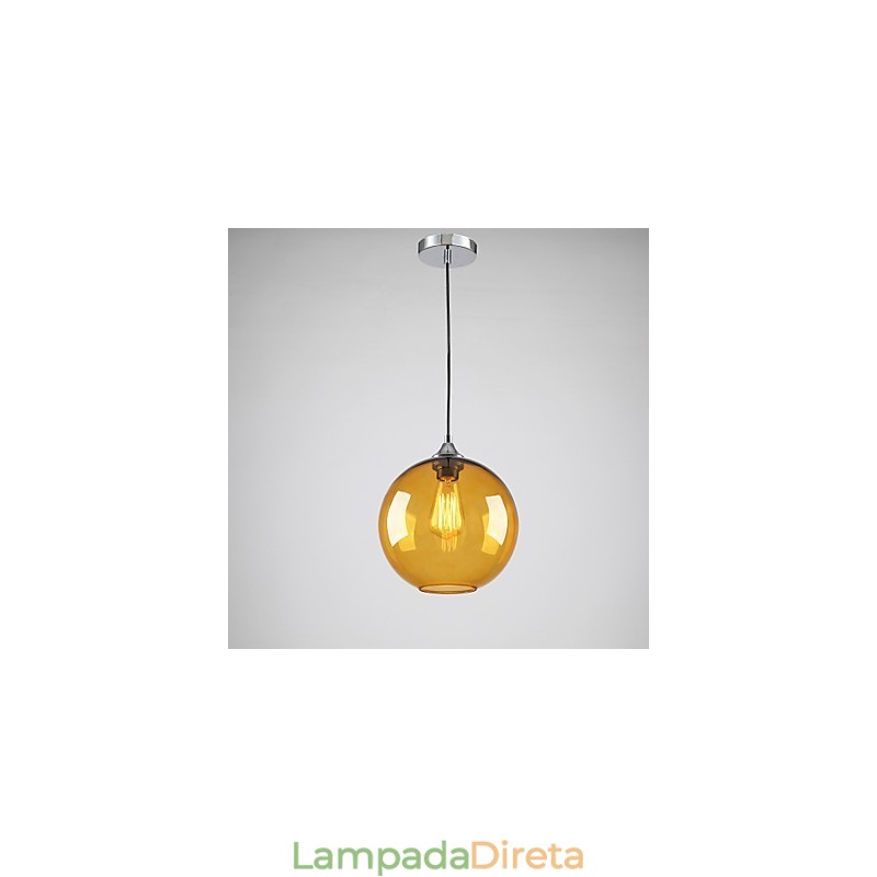 Luminária pendente de vidro moderna com design de bolha âmbar redonda e cúpula de vidro