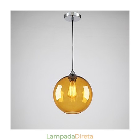 Luminária pendente de vidro moderna com design de bolha âmbar redonda e cúpula de vidro Luminária pendente de vidro moderna com design de bolha âmbar redonda e cúpula de vidro