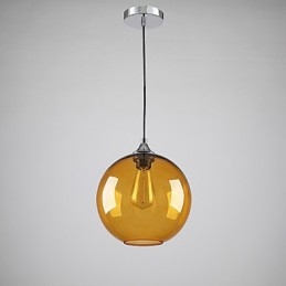 Luminária pendente de vidro moderna com design de bolha âmbar redonda e cúpula de vidro