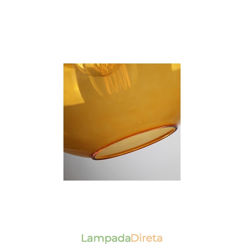 Luminária pendente de vidro moderna com design de bolha âmbar redonda e cúpula de vidro
