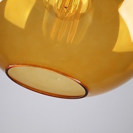 Luminária pendente de vidro moderna com design de bolha âmbar redonda e cúpula de vidro