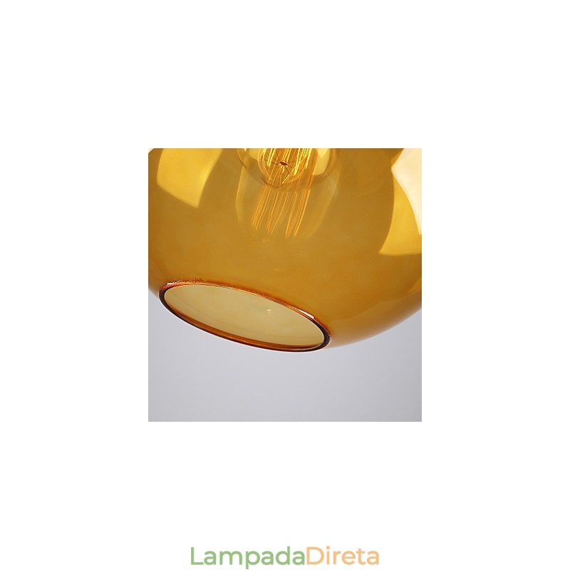 Luminária pendente de vidro moderna com design de bolha âmbar redonda e cúpula de vidro