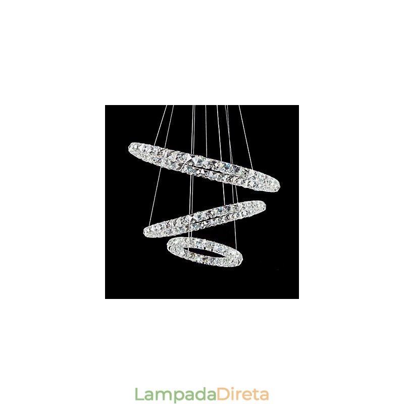 Luminária pendente moderna contemporânea de cristal cromado de metal de 44 W
