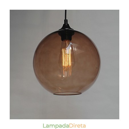 Luminária pendente moderna de vidro com design redondo de bolhas marrons