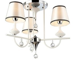 Lustre moderno contemporâneo de cristal cromado em metal