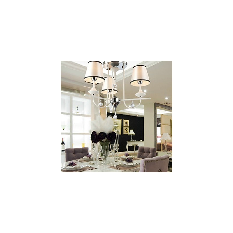 Lustre moderno contemporâneo de cristal cromado em metal