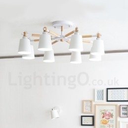 Lustre de madeira moderno e contemporâneo de 8 luzes