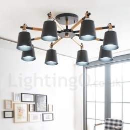 Lustre de madeira moderno e contemporâneo de 8 luzes