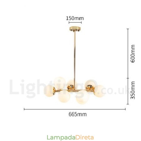 Lustre moderno contemporâneo de 8 luzes com abajur de vidro Lustre moderno contemporâneo de 8 luzes com abajur de vidro