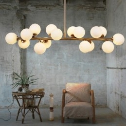Lustre moderno contemporâneo de 16 luzes com cúpula de vidro e lâmpada