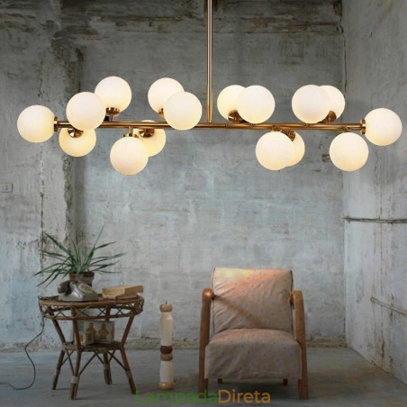 Lustre moderno contemporâneo de 16 luzes com cúpula de vidro e lâmpada Lustre moderno contemporâneo de 16 luzes com cúpula de vidro e lâmpada