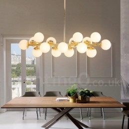 Lustre moderno contemporâneo de 16 luzes com cúpula de vidro e lâmpada