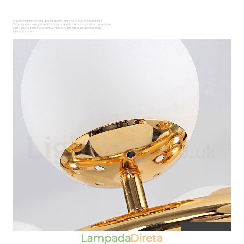 Lustre moderno contemporâneo de 16 luzes com cúpula de vidro e lâmpada