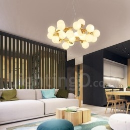 Lustre moderno contemporâneo de 24 luzes com abajur de vidro