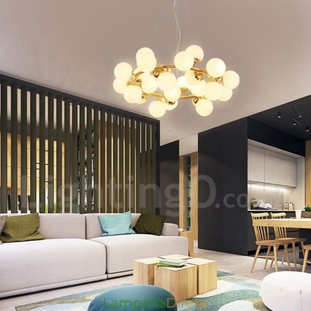 Lustre moderno contemporâneo de 24 luzes com abajur de vidro Lustre moderno contemporâneo de 24 luzes com abajur de vidro