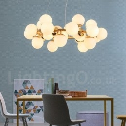 Lustre moderno contemporâneo de 24 luzes com abajur de vidro
