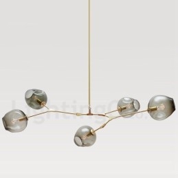 Lustre moderno contemporâneo de 5 luzes com abajur de vidro